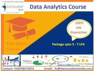 Best Data Analytics Coaching in Delhi, SLA Institute, Excel, VBA, SQL, Tableau, Power BI, R & Python Classes with 100% Job,