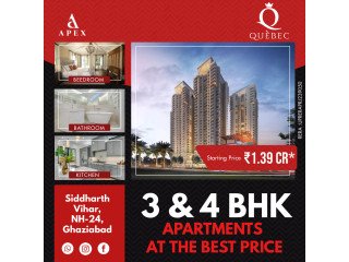 Available 3 & 4 BHK apartments in Siddharth Vihar, Ghaziabad by Apex Quebec