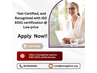 "Get Certified, and Recognized with ISO 9001 certification @ Low price